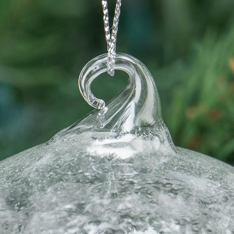 Прозрачный ёлочный шар со снегом внутри Glass Ball With Snow Inside Clear/White 10 cm