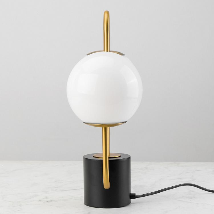 Настольная лампа с двумя плафонами на чёрном основании Твист Twist Double Table Lamp Black Iron Base