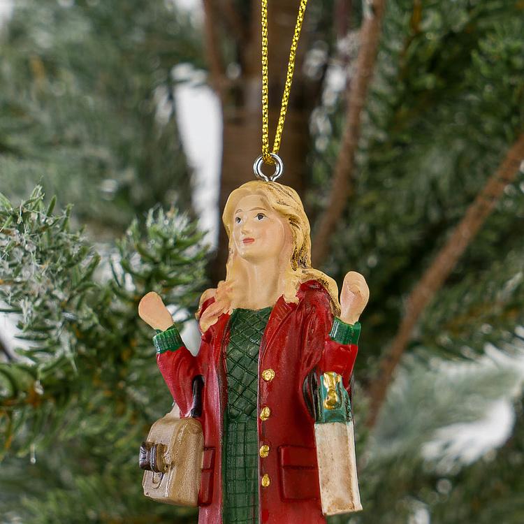 Набор из двух ёлочных игрушек Леди с покупками Set Of 2 Xmas Shopping Ladies 11,5 cm