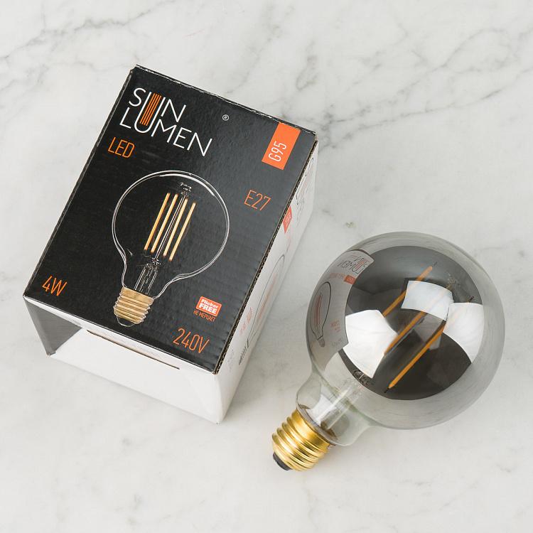 Филаментная светодиодная не диммируемая лампа Эдисон Глоуб Цитадель E27 4 Вт, серая колба Edison Globe Grey Citadel E27 4W Non Dim