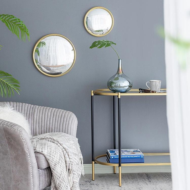 Круглое выпуклое зеркало в золотистой раме, L Gold Frame Convex Mirror Large