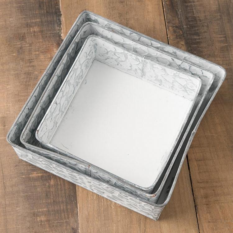 Набор из трёх коробочек Сердечки Set Of 3 Pots Motif Petits Coeurs Metal Gris