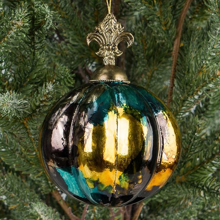 Ёлочная игрушка Шар алхимика, M Metal Base Ball Mercury Blue 10 cm