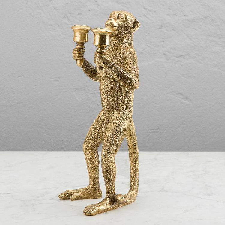 Золотой подсвечник Обезьяна Monkey Candle Holder Gold