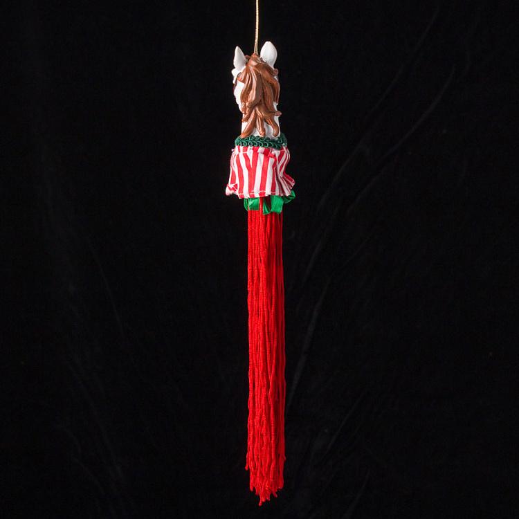 Ёлочная игрушка Лошадка с красной кисточкой Xmas Carousel Horse Tassel Red 28 cm