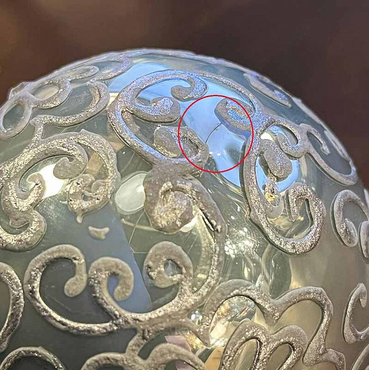 Ёлочная игрушка Серый шар с цветочным узором дисконт Floral Pattern Ball Grey 8 cm discount