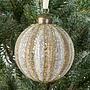 Ёлочная игрушка Striped Ball Creamy Beige 8 cm