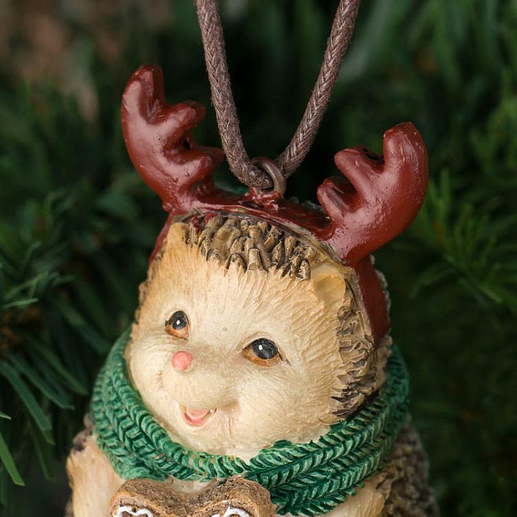 Набор из двух ёлочных игрушек Ёжики с имбирным печеньем Set Of 2 Xmas Hedgehogs With Ginger 8,5 cm