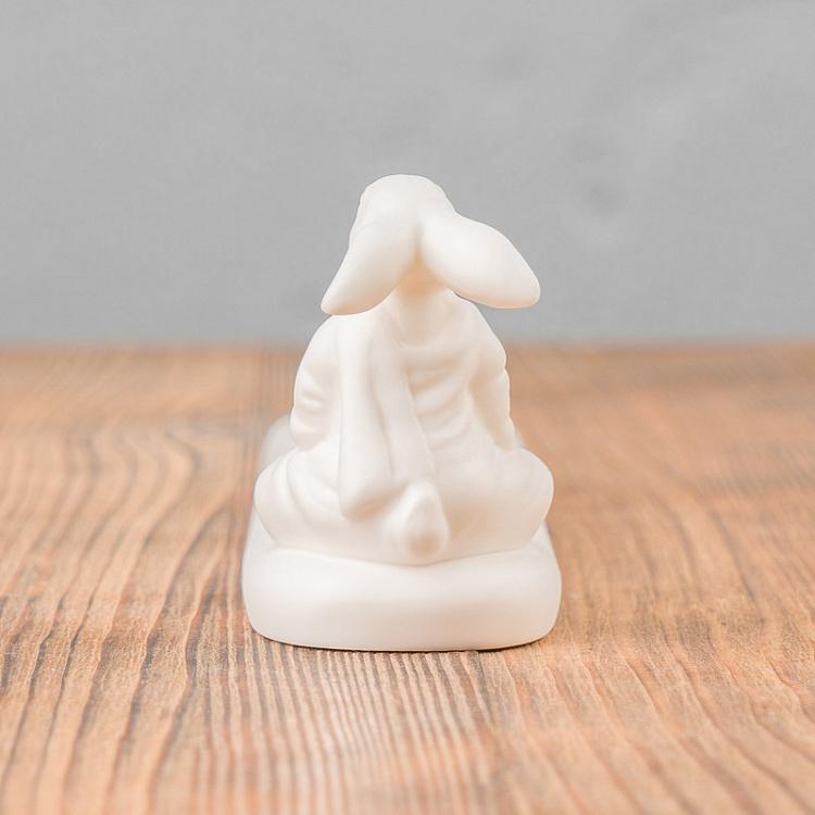 Подставка для благовоний цвета слоновой кости Медитирующий кролик Meditating Rabbit Incense Stand Ivory