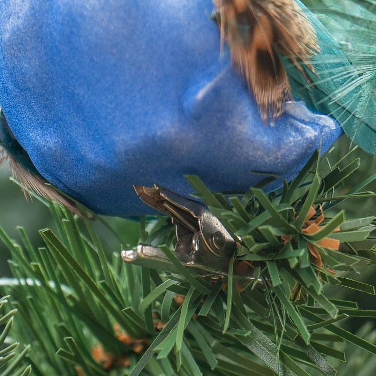 Ёлочная игрушка Павлин на прищепке Feather Open Tail Peacock On Clip Green/Blue 25,5 cm