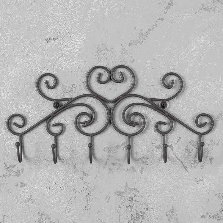 Шестиместная настенная вешалка Patere 6 Crochets Coeur Metal