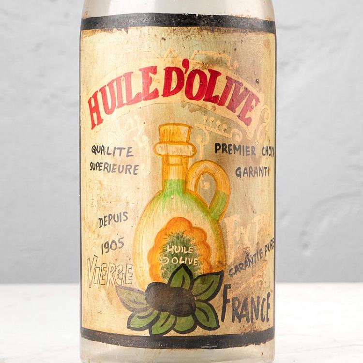 Бутыль с ручной росписью Оливковое масло Handpainted Glass Bottle Huile D'Olive