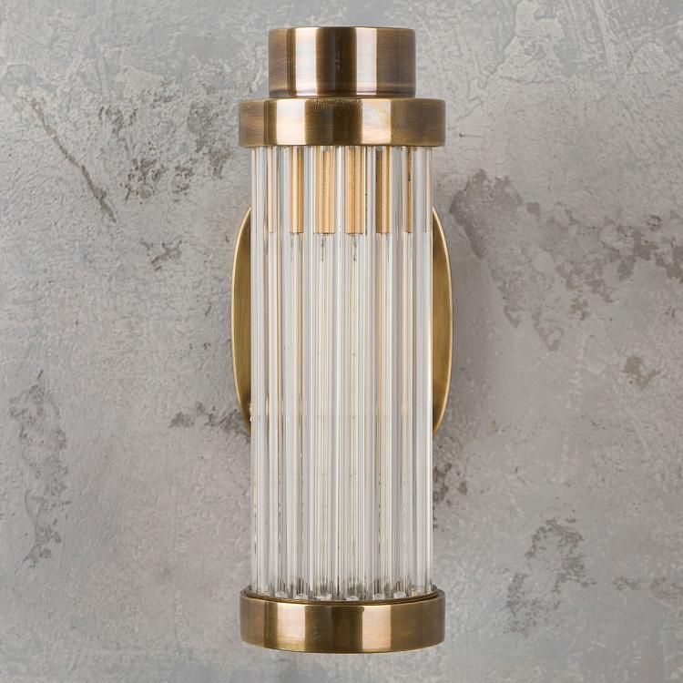 Бра из латуни со стеклянными стержнями Ватсон Watson Wall Lamp Brass Patina And Glass Tubes