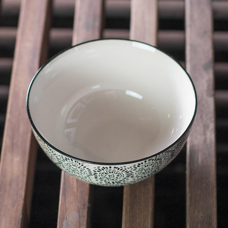 Пиала с узором чёрный Пух, S Blossom Fluff Bowl Black Small