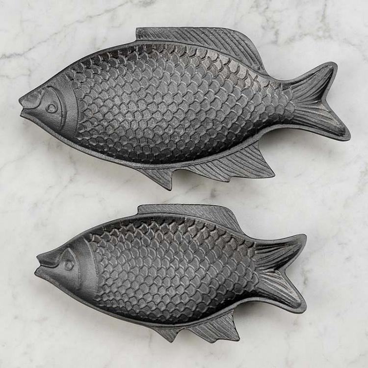 Набор из двух сервировочных блюд Бронзовые рыбы Set Of 2 Fish Bronze Trays