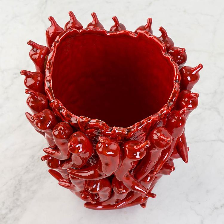 Красная ваза Перцы Чили, L Chili Bordeaux Red Vase Large