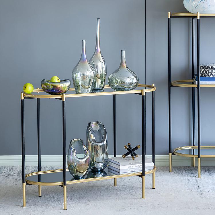 Голографическая ваза ручной работы с изогнутым краем Folded Edge Handcrafted Holographic Glass Vase