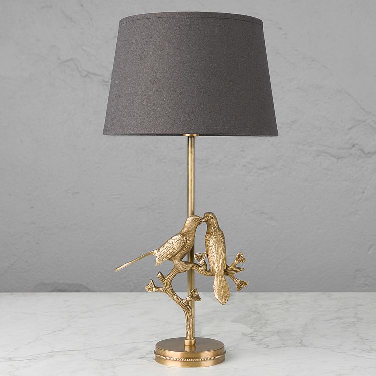 Настольная лампа с серым абажуром Две птицы Table Lamp With Gray Shade Two Birds