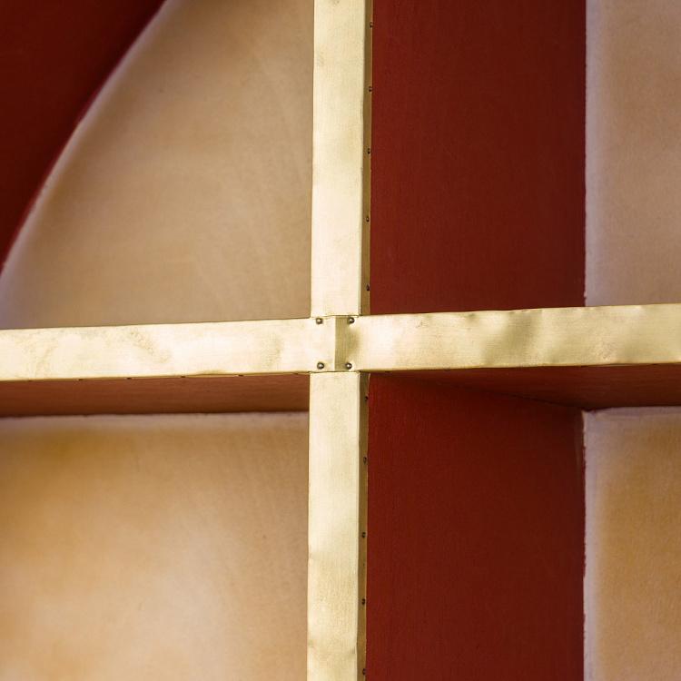 Деревянный стеллаж в виде барабана с латунным обрамлением на подставке, L Regiment Brass Drum Bookcase Large With Stand