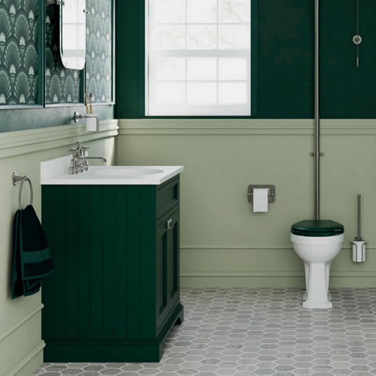 Настенный белый держатель с ёршиком в подставке цвета хром Brush Holder Chrome