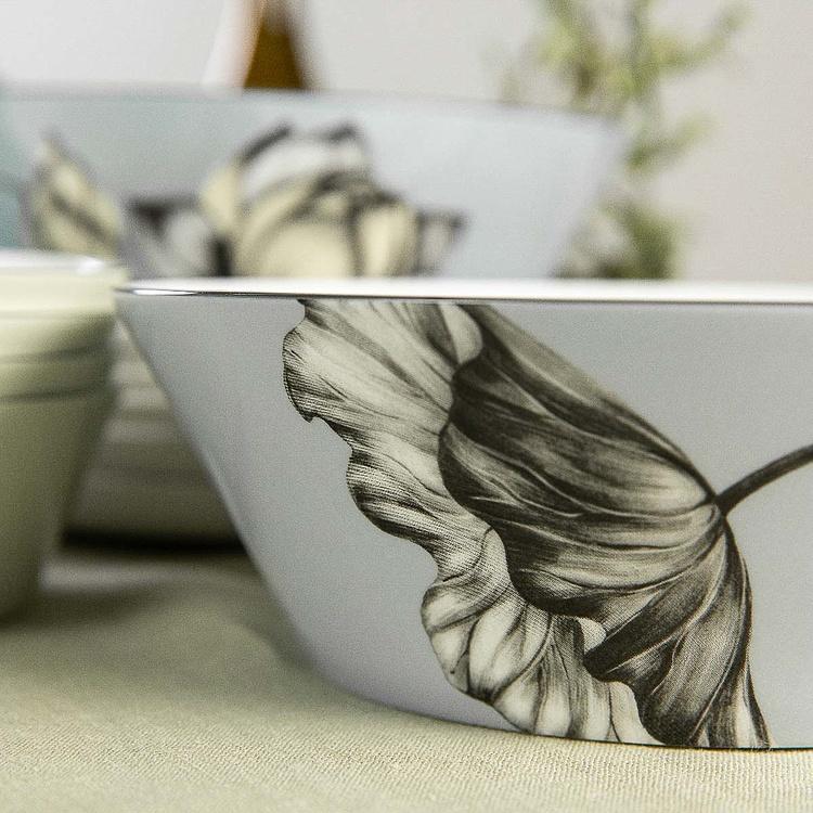 Голубая большая салатница с цветком Экзо Exo Bowl Large Flower Blue