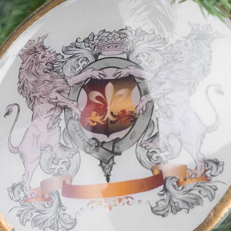 Ёлочная игрушка Белый медальон с гербом Medallion With Coat Of Arms White 12 cm