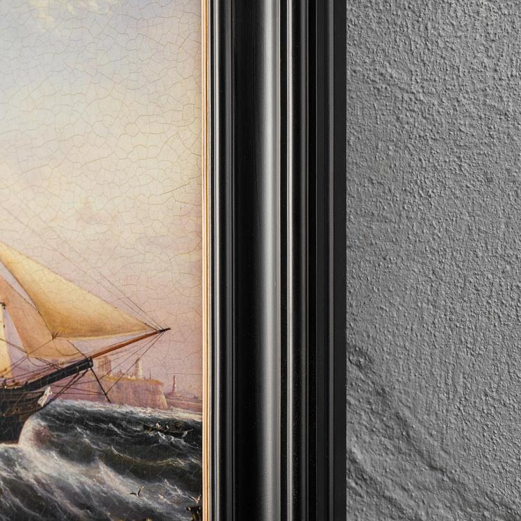 Картина-олеография в чёрно-золотой раме Мореплавание 1 Shipping Scene 1, ANTB Frame