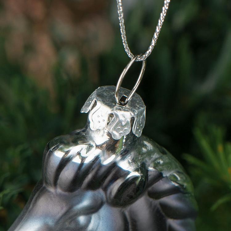 Набор из трёх стеклянных ёлочных игрушек Чёрные шахматы Set Of 3 Glass Chess Black 10 cm