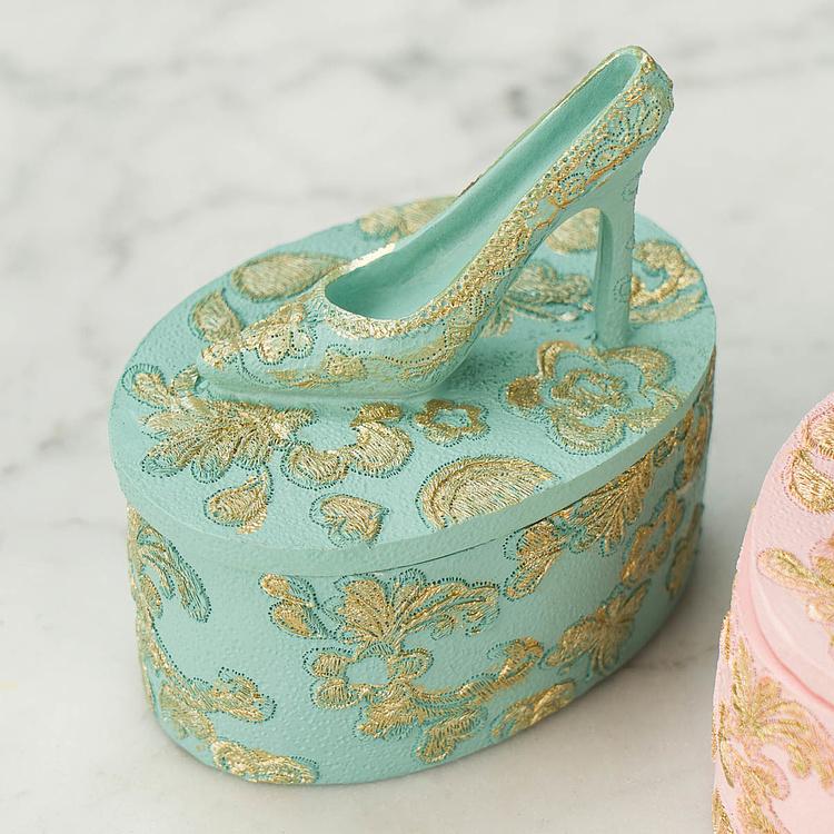 Набор из двух шкатулок с туфлёй на крышке Set Of 2 Shoe Slipper On Boxes Pink Blue