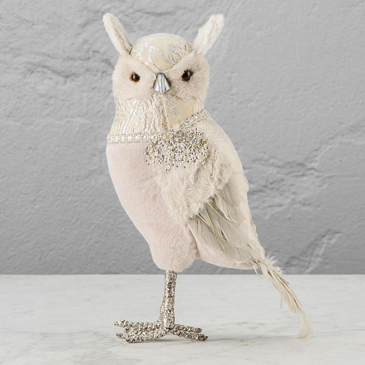 Новогодняя фигурка Сова с блёстками 2 Owl With Sparkles Head Left 34 cm