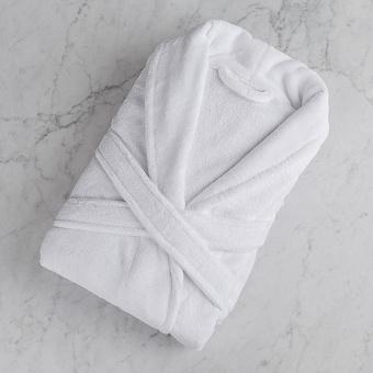 Peignoir Court Blanc Ceinture 2 Poches, Taille Medium