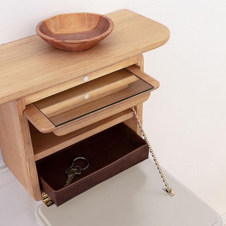 Настенное зеркало с полкой и ящиком Ещё один взгляд, светлый дуб One More Look Mirror Stand, Oak