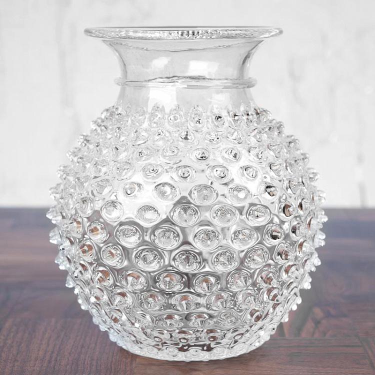 Круглая прозрачная ваза Диамант Round Clear Vase Hobnail