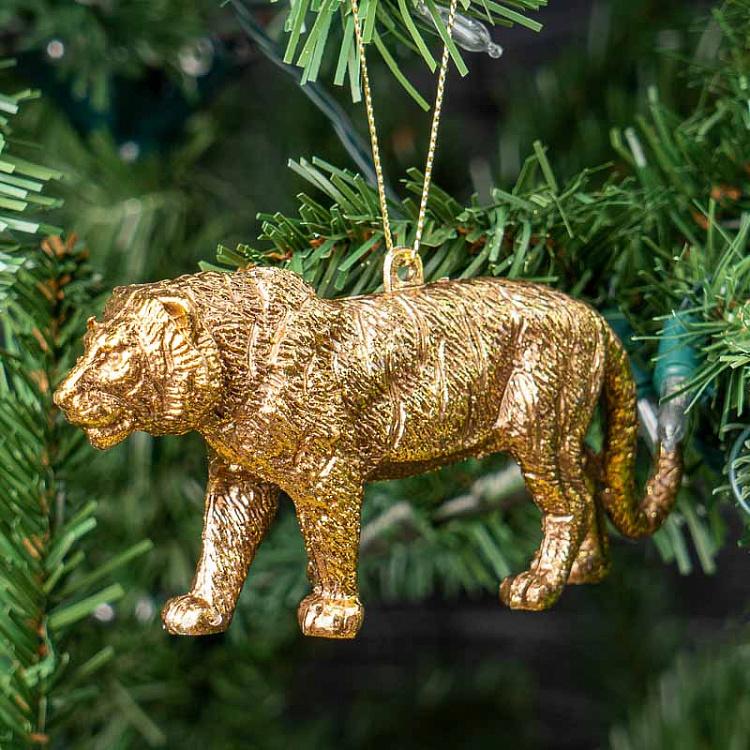 Ёлочная игрушка Золотой тигр Hanger Tiger Gold 14 cm