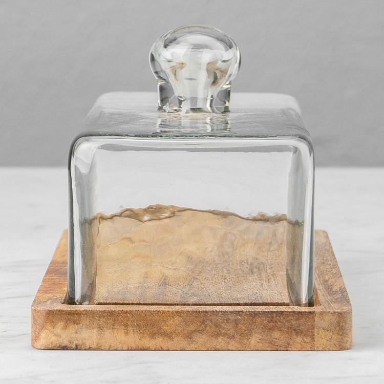 Деревянная прямоугольная доска с колпаком Rectangular Cake Plate With Cover