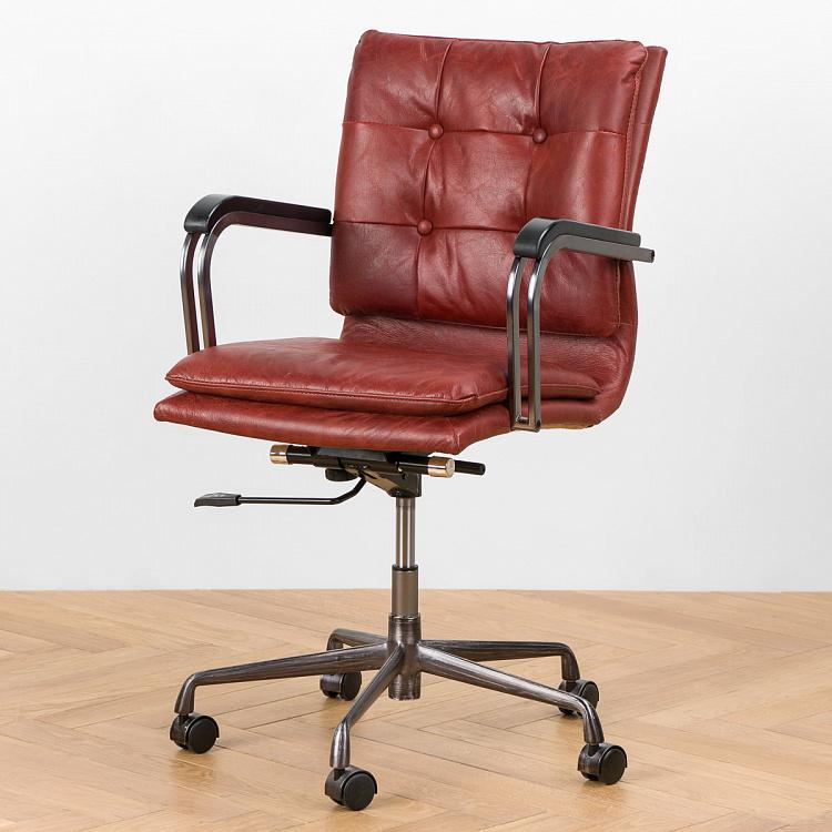 Рабочее кресло Неаполь, чёрные подлокотники Ufficio Napoli Armchair, Black Wood D