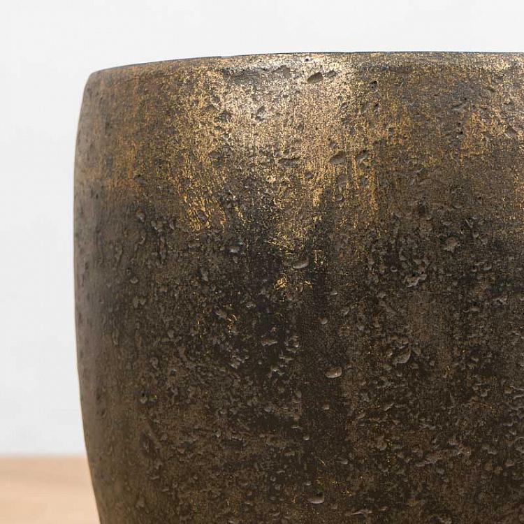 Кашпо-чаша Эффектори Металл золотая патина, S Effectory Metal Bowl Pot Rough Gold Patina Small