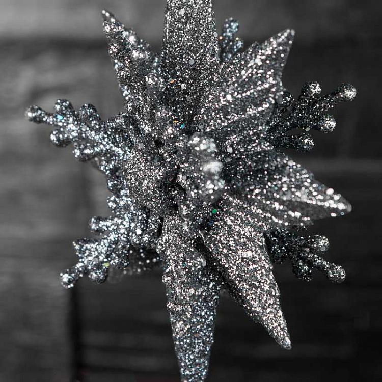 Набор из двух ёлочных игрушек Серебристо-серые снежинки 3D Set Of 2 3D Snowflakes Silver-Gray 12,5 cm