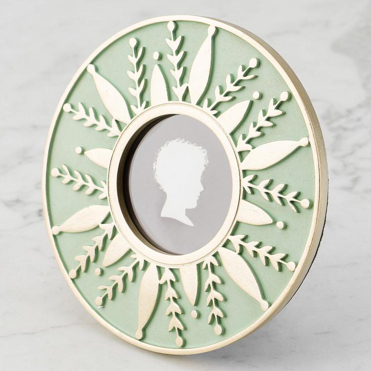 Круглая светло-зелёная рамка для фото с золотыми колосьями Menthol Green Golden Ears Round Photo Frame