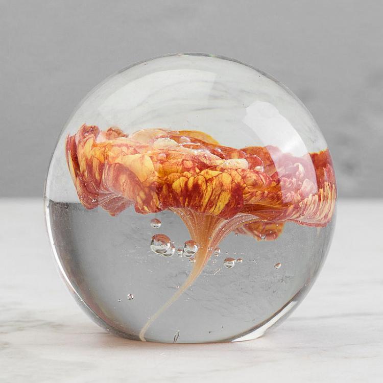 Пресс-папье Красный цветок Glass Paperweight Red Flower