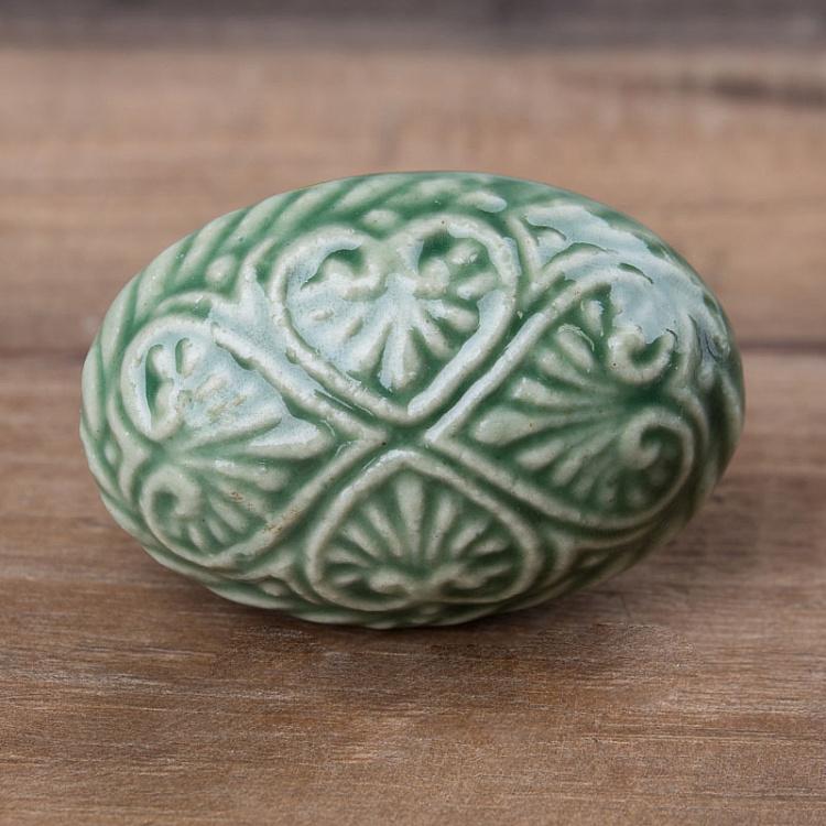 Зелёная керамическая мебельная ручка овальной формы Ceramic Green Knob