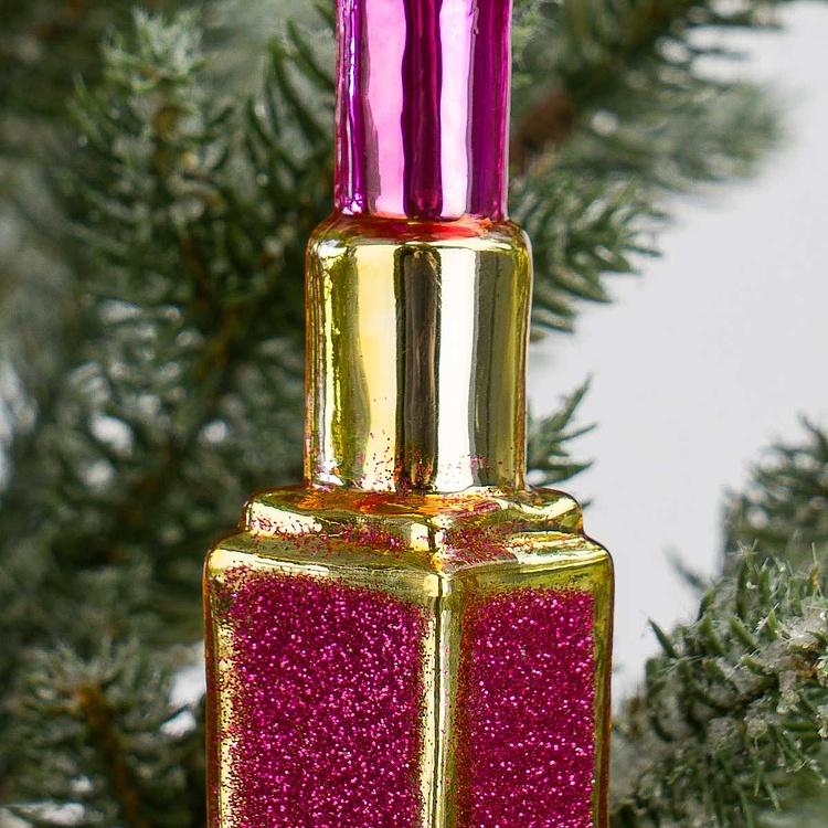 Набор из двух ёлочных игрушек Губные помады Set Of 2 Glass Lipsticks Gold Pink Black 11 cm