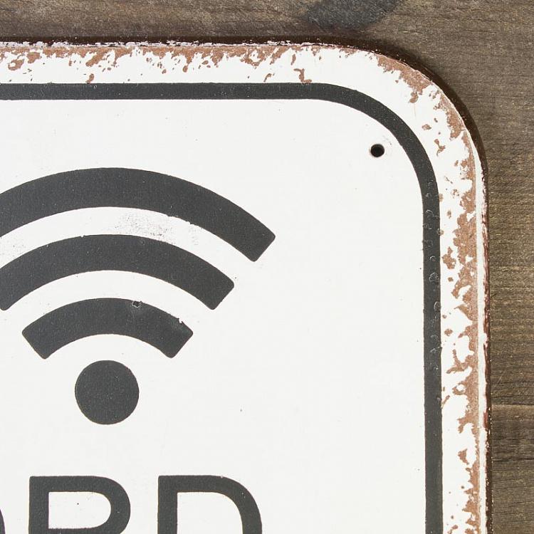 Табличка WiFi пароль Panneau En Bois Wifi Password Fond Blanc/Noir