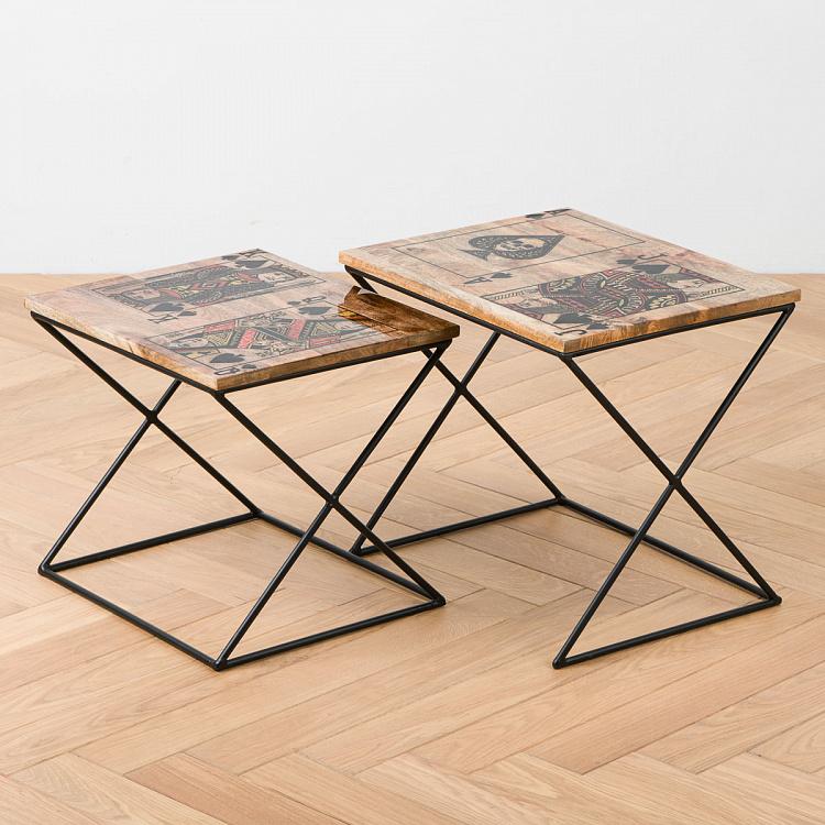 Комплект из двух столиков Карты Set Of 2 Card Game Nesting Tables