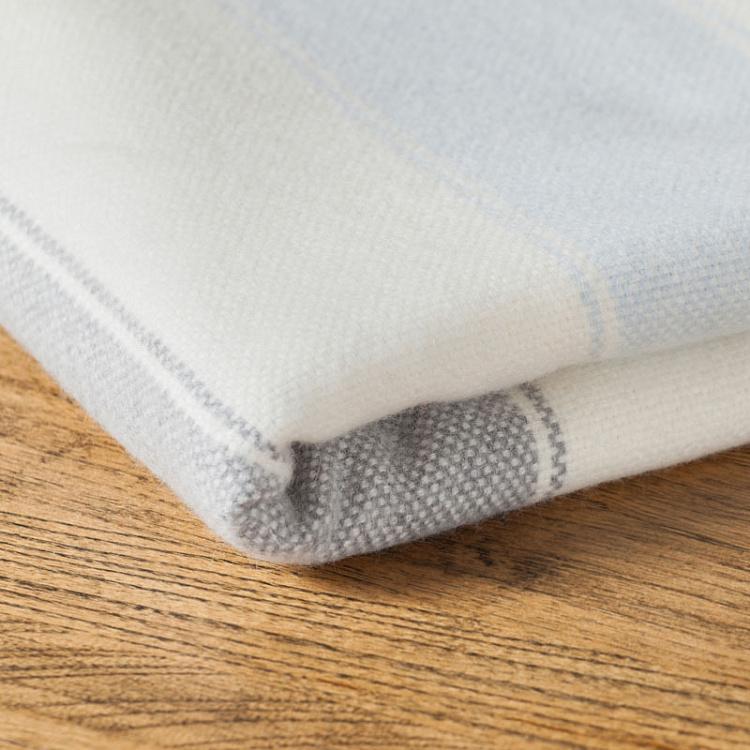 Шерстяной плед в полоску Хопсак Hopsack Stripe Throw Glacier