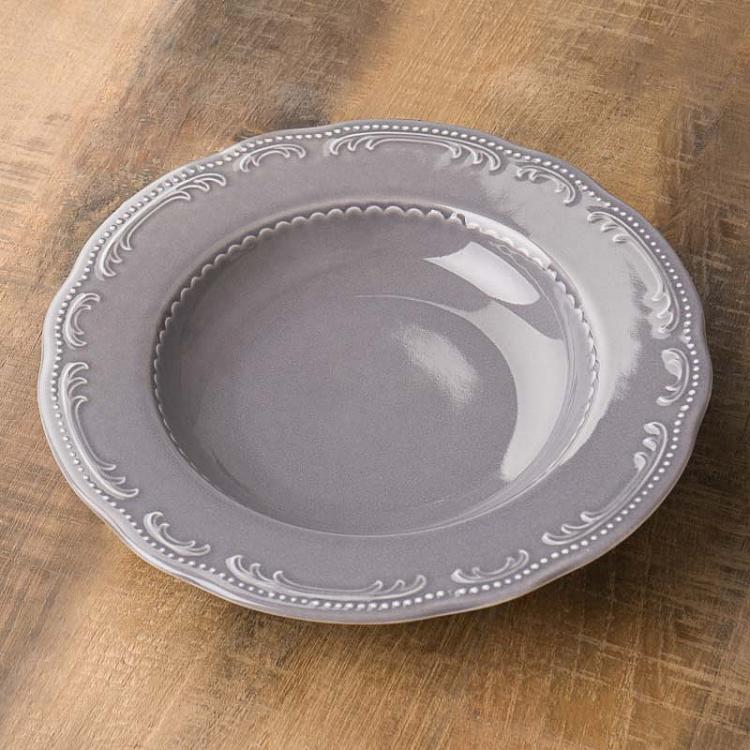 Туманно-серая суповая тарелка Старая Вена Vecchio Vienna Soup Plate London Smoke