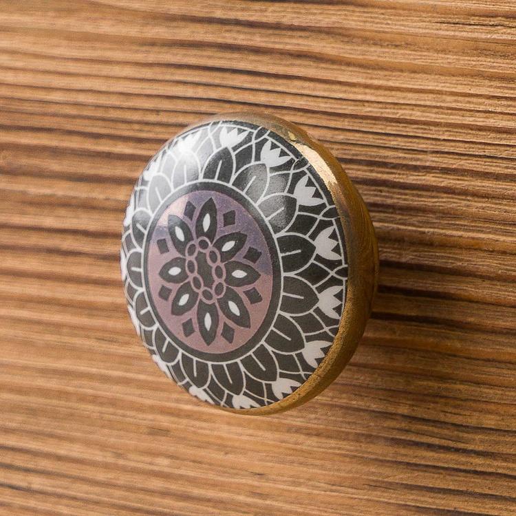 Керамическая мебельная ручка Золотой подсолнух Gold Sunflower Ceramic Knob