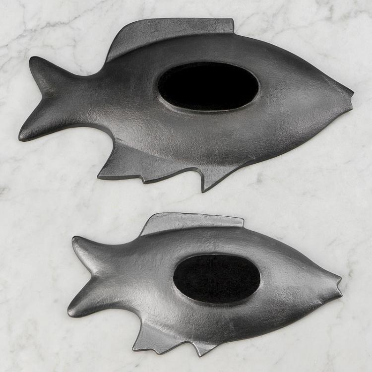 Набор из двух сервировочных блюд Бронзовые рыбы Set Of 2 Fish Bronze Trays