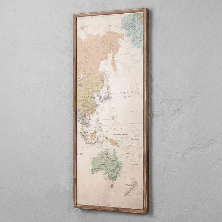 Винтажная картина-принт из четырёх частей Карта мира Set Of 4 Panels Wood Vintage Worldmap