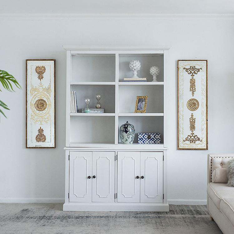 Набор из двух зеркальных декоративных панелей с золотистыми узорами в антикварном стиле Set Of 2 Mirror Wall Decor Gold